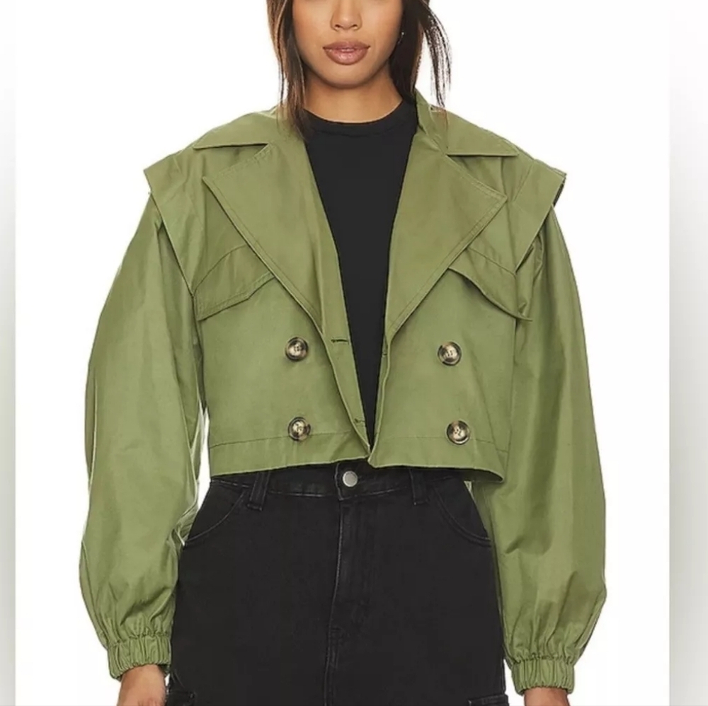 NWOT Free People Looking Glass Trench Coat in Loden Green✨ Medium ✨ $148